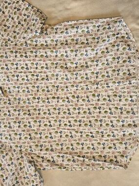 Tommy Bahama Cream Button-Up with Pink Flowers, Green Leaves & Blue Martinis